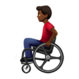 man in manual wheelchair: medium-dark skin tone emoji