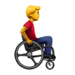 man in manual wheelchair facing right emoji