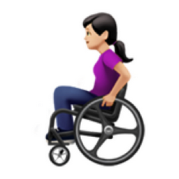 woman in manual wheelchair: light skin tone emoji