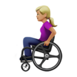 woman in manual wheelchair: medium-light skin tone emoji