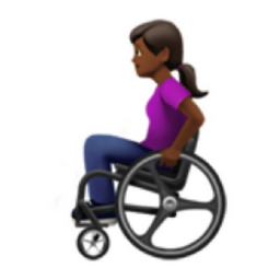 woman in manual wheelchair: medium-dark skin tone emoji