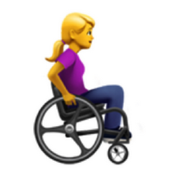 woman in manual wheelchair facing right emoji