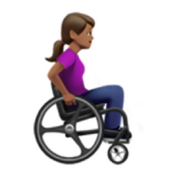 woman in manual wheelchair facing right: medium skin tone emoji
