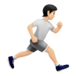 person running facing right: light skin tone emoji