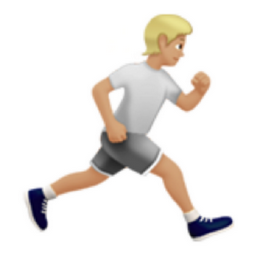 person running facing right: medium-light skin tone emoji