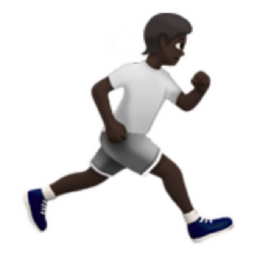 person running facing right: dark skin tone emoji