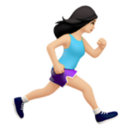 woman running facing right: light skin tone emoji