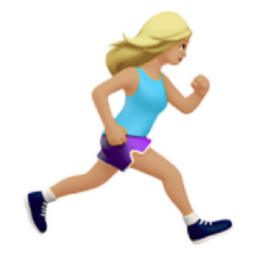 woman running facing right: medium-light skin tone emoji
