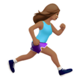woman running facing right: medium skin tone emoji