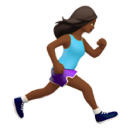 woman running facing right: medium-dark skin tone emoji