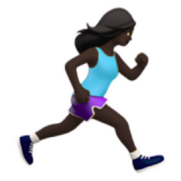 woman running facing right: dark skin tone emoji
