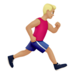 man running facing right: medium-light skin tone emoji