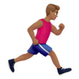 man running facing right: medium skin tone emoji