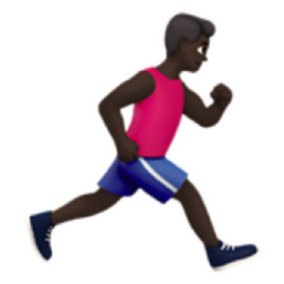 man running facing right: dark skin tone emoji