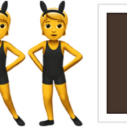 women with bunny ears: dark skin tone emoji