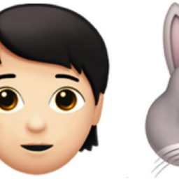 people with bunny ears: light skin tone, dark skin tone emoji