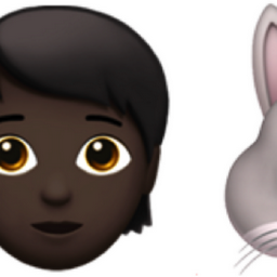 people with bunny ears: dark skin tone, light skin tone emoji