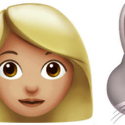women with bunny ears: medium-light skin tone, light skin tone emoji