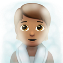 person in steamy room: medium skin tone emoji