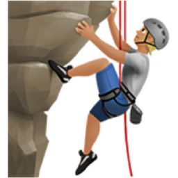 person climbing: medium-light skin tone emoji