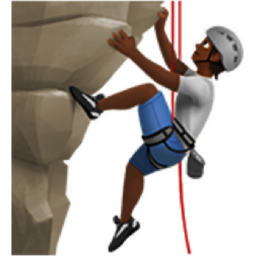 person climbing: medium-dark skin tone emoji