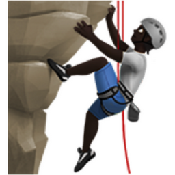 person climbing: dark skin tone emoji