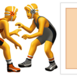 men wrestling: light skin tone emoji