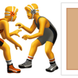 men wrestling: medium-light skin tone emoji