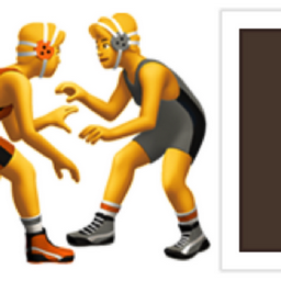 women wrestling: dark skin tone emoji