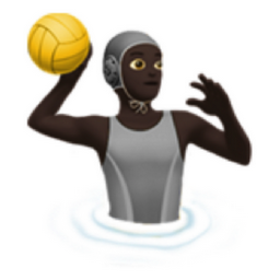 person playing water polo: dark skin tone emoji
