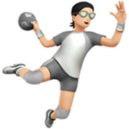 person playing handball: light skin tone emoji