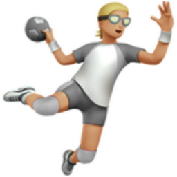 person playing handball: medium-light skin tone emoji