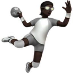 person playing handball: dark skin tone emoji