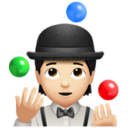 person juggling: light skin tone emoji
