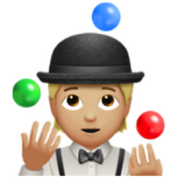 person juggling: medium-light skin tone emoji