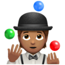 person juggling: medium skin tone emoji