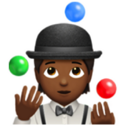 person juggling: medium-dark skin tone emoji