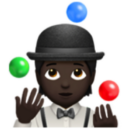 person juggling: dark skin tone emoji