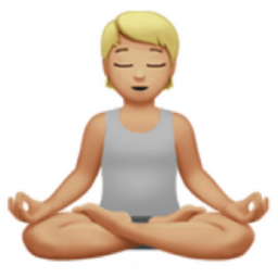 person in lotus position: medium-light skin tone emoji