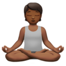 person in lotus position: medium-dark skin tone emoji