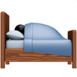 person in bed: light skin tone emoji