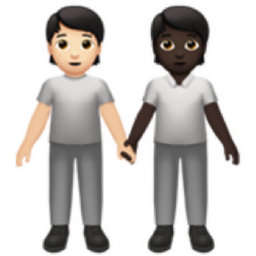 people holding hands: light skin tone, dark skin tone emoji