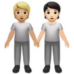 people holding hands: medium-light skin tone, light skin tone emoji