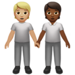 people holding hands: medium-light skin tone, medium-dark skin tone emoji