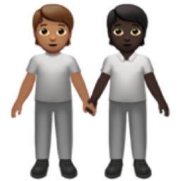 people holding hands: medium skin tone, dark skin tone emoji