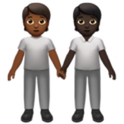 people holding hands: medium-dark skin tone, dark skin tone emoji