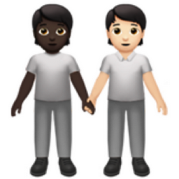 people holding hands: dark skin tone, light skin tone emoji