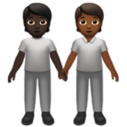 people holding hands: dark skin tone, medium-dark skin tone emoji