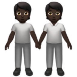 people holding hands: dark skin tone emoji