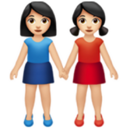 women holding hands: light skin tone emoji